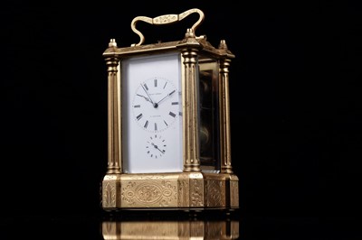 Lot 455 - A late 19th Century gilt brass carriage clock by Bovet Freres, Fleurier