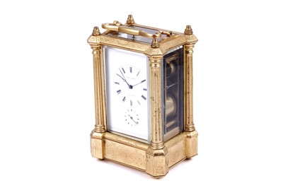 Lot 455 - A late 19th Century gilt brass carriage clock by Bovet Freres, Fleurier
