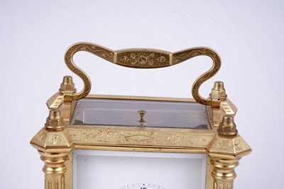 Lot 455 - A late 19th Century gilt brass carriage clock by Bovet Freres, Fleurier