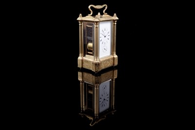 Lot 455 - A late 19th Century gilt brass carriage clock by Bovet Freres, Fleurier
