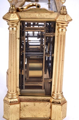 Lot 455 - A late 19th Century gilt brass carriage clock by Bovet Freres, Fleurier