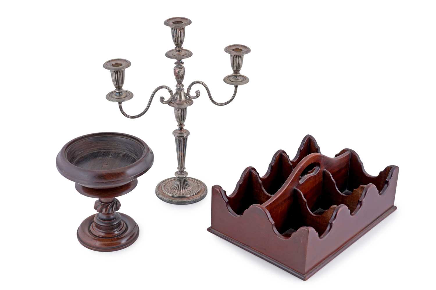Lot 217 - A mahogany Georgian style six division decanter tray; and other items