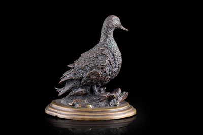 Lot 236 - After Pierre-Jules Mene, (French, 1810-1879): a patinated bronze model of a duck