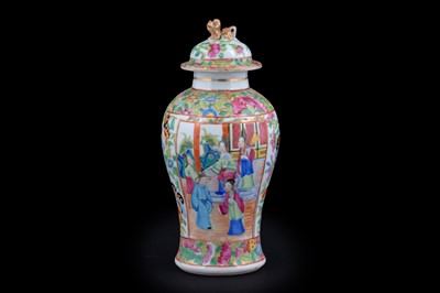 Lot 309 - A Chinese Canton famille rose vase and cover