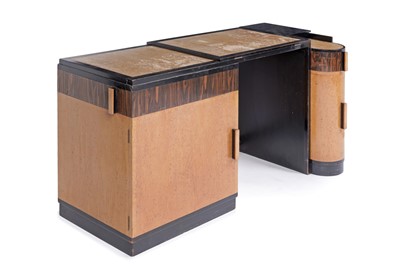 Lot 17 - An Art Deco burr maple and macassar ebony desk