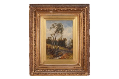 Lot 621 - Late 19th Century British School - Figures on a stone bridge | oil