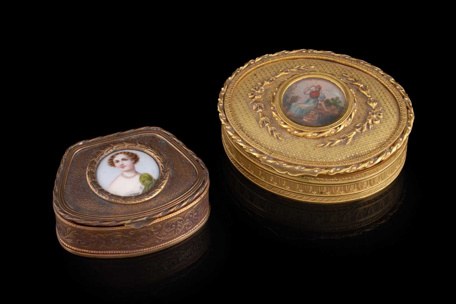 Lot 231 - Two 19th Century French ormolu mounted trinket boxes