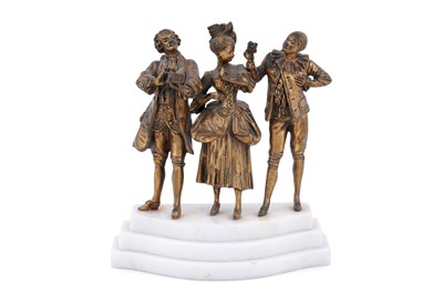 Lot 237 - A gilt bronze figure group; and a patinated spelter figure of a flapper