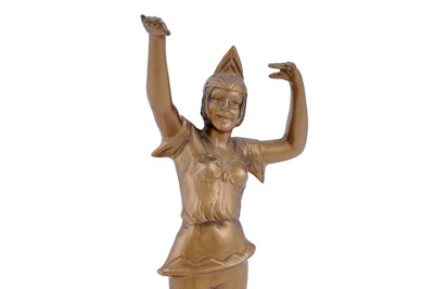 Lot 237 - A gilt bronze figure group; and a patinated spelter figure of a flapper