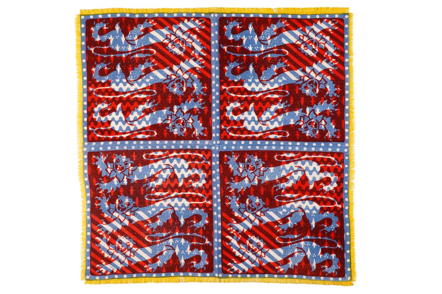 Lot 8 - John Tunnard - Three lions imprint scarf | hand blocked on wool