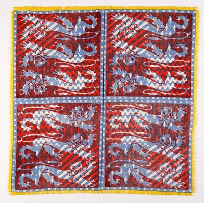 Lot 8 - John Tunnard - Three lions imprint scarf | hand blocked on wool