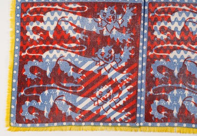 Lot 8 - John Tunnard - Three lions imprint scarf | hand blocked on wool