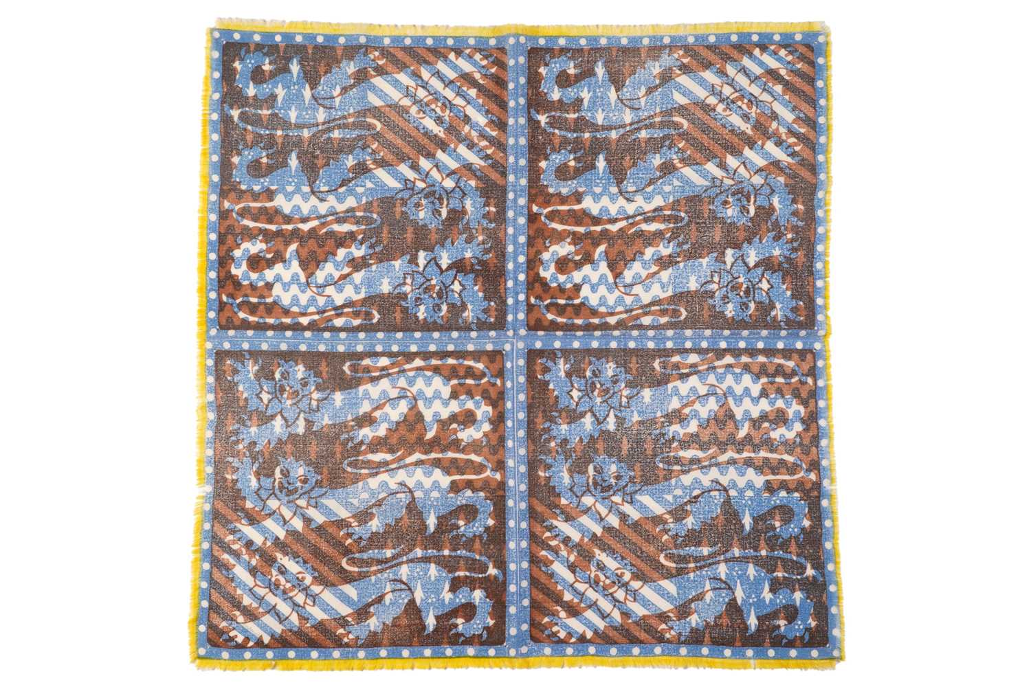 Lot 9 - John Tunnard - Three lions imprint scarf | hand blocked on wool
