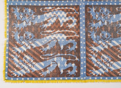 Lot 9 - John Tunnard - Three lions imprint scarf | hand blocked on wool