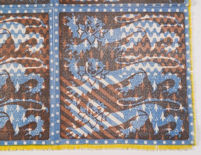 Lot 9 - John Tunnard - Three lions imprint scarf | hand blocked on wool