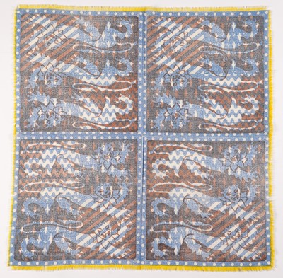Lot 9 - John Tunnard - Three lions imprint scarf | hand blocked on wool