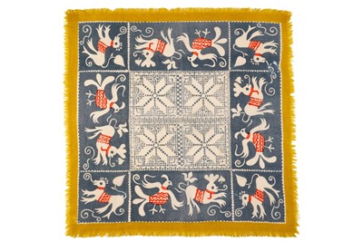 Lot 7 - John Tunnard - A lace pattern in a border of birds and beasts | hand blocked on wool