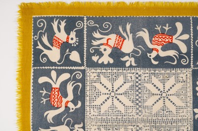 Lot 7 - John Tunnard - A lace pattern in a border of birds and beasts | hand blocked on wool