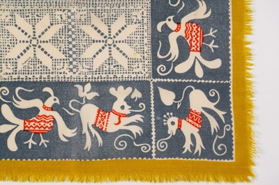Lot 7 - John Tunnard - A lace pattern in a border of birds and beasts | hand blocked on wool