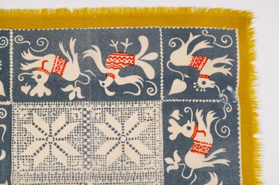 Lot 7 - John Tunnard - A lace pattern in a border of birds and beasts | hand blocked on wool