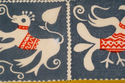 Lot 7 - John Tunnard - A lace pattern in a border of birds and beasts | hand blocked on wool
