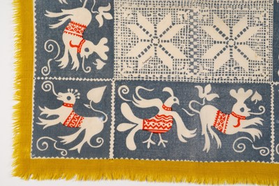 Lot 7 - John Tunnard - A lace pattern in a border of birds and beasts | hand blocked on wool