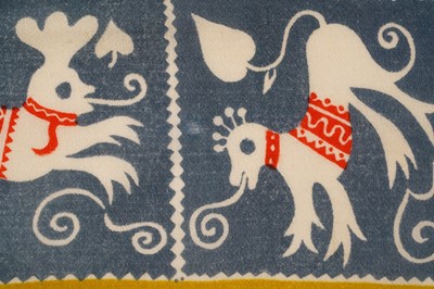Lot 7 - John Tunnard - A lace pattern in a border of birds and beasts | hand blocked on wool