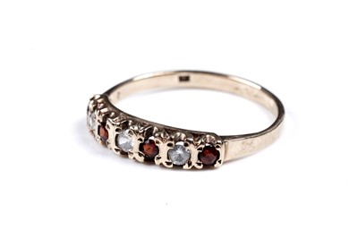 Lot 36 - A white spinel and tourmaline ring, on 9ct; and a Mexican synthetic colour-change sapphire ring