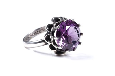 Lot 36 - A white spinel and tourmaline ring, on 9ct; and a Mexican synthetic colour-change sapphire ring