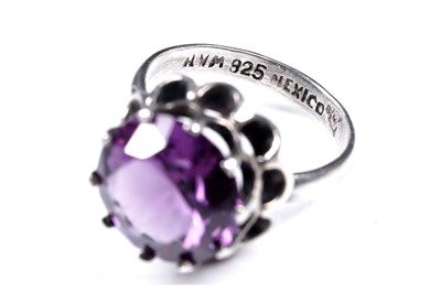 Lot 36 - A white spinel and tourmaline ring, on 9ct; and a Mexican synthetic colour-change sapphire ring