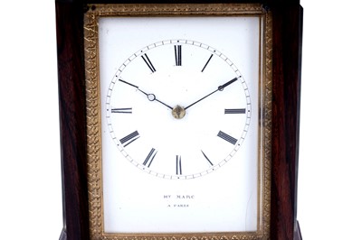 Lot 456 - A mid-19th Century French rosewood cased carriage clock, Henry Marc, Paris