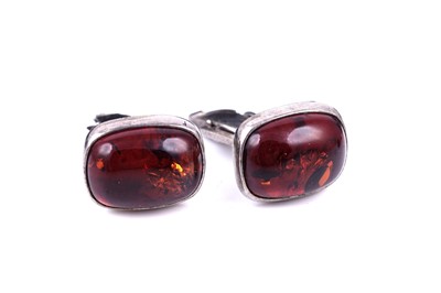 Lot 37 - 20th Century silver cuff links; and a signet ring