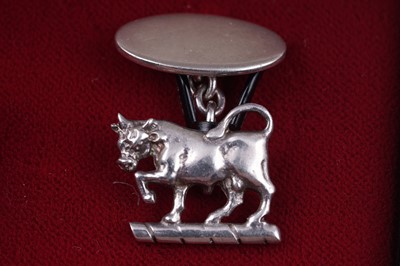 Lot 37 - 20th Century silver cuff links; and a signet ring