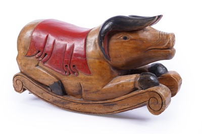 Lot 322 - A 20th Century Indian folk art carved rocking pig