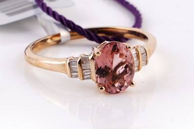 Lot 411 - A contemporary blush tourmaline and diamond ring
