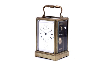Lot 457 - A late 19th Century brass carriage clock by Japy Freres & Cie