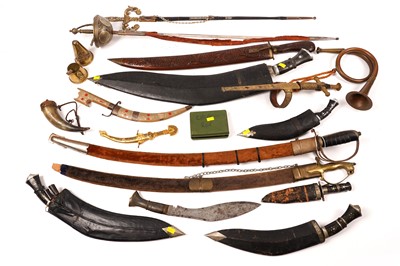 Lot 186 - A selection of reproduction swords and other edged weapons