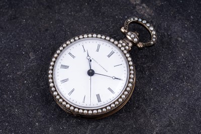 Lot 442 - Bovet Fleurier: a gilt, enamel, and pearl-set fob watch, made for the Chinese market