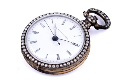 Lot 442 - Bovet Fleurier: a gilt, enamel, and pearl-set fob watch, made for the Chinese market