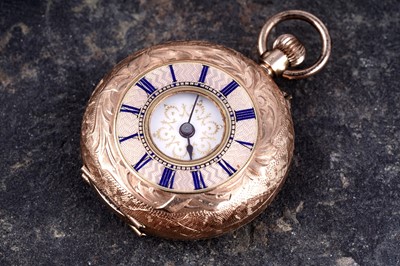 Lot 433 - A late 19th Century 14k half-hunter fob watch