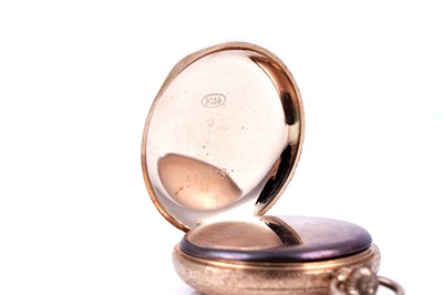 Lot 433 - A late 19th Century 14k half-hunter fob watch