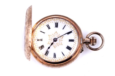 Lot 433 - A late 19th Century 14k half-hunter fob watch