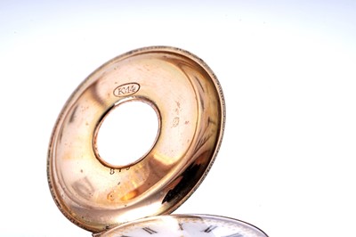 Lot 433 - A late 19th Century 14k half-hunter fob watch