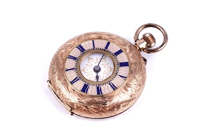 Lot 433 - A late 19th Century 14k half-hunter fob watch