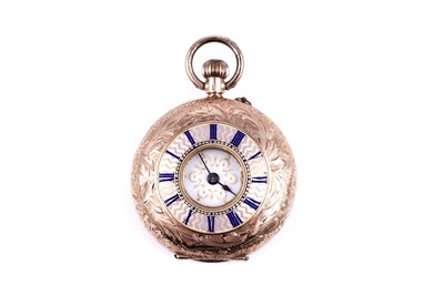 Lot 433 - A late 19th Century 14k half-hunter fob watch