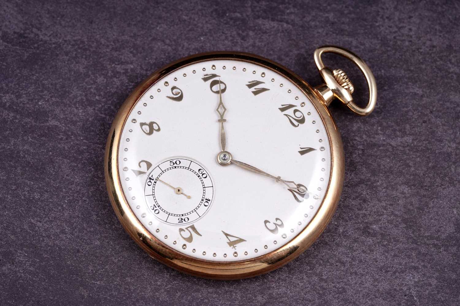 Lot 434 - A 1920's 18ct gold-cased open-faced keyless-wind pocket watch