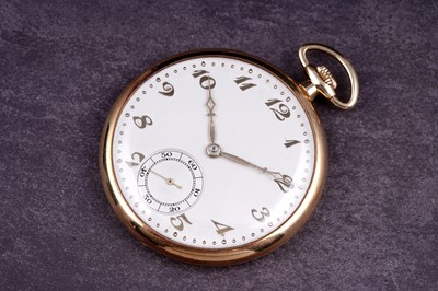 Lot 434 - A 1920's 18ct gold-cased open-faced keyless-wind pocket watch
