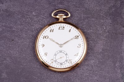 Lot 434 - A 1920's 18ct gold-cased open-faced keyless-wind pocket watch