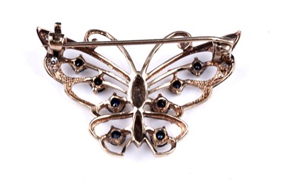 Lot 4 - A 20th Century Modern sapphire and diamond butterfly pattern brooch