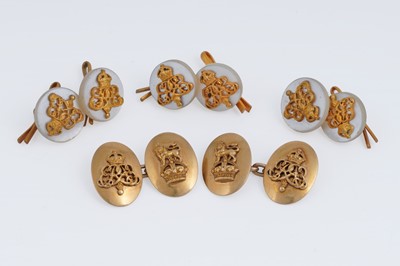 Lot 110 - A fine pair of Grenadier Guards cufflinks; and shirt buttons